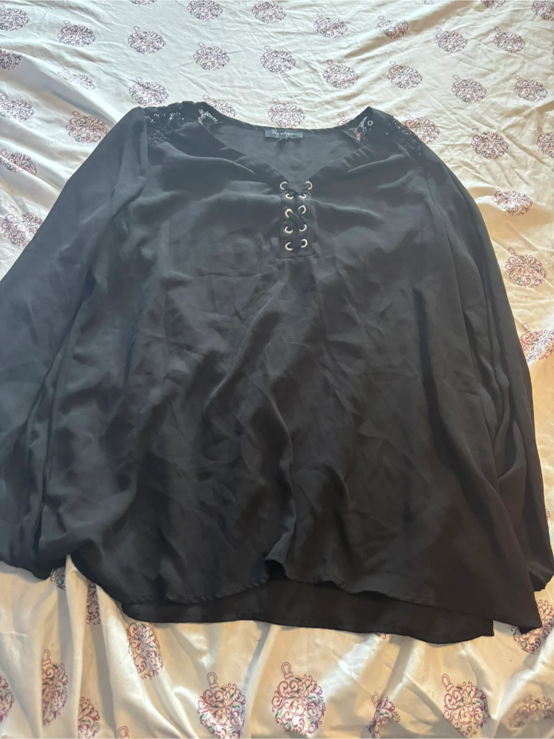 Lily Morgan Black Lace Top - Size L