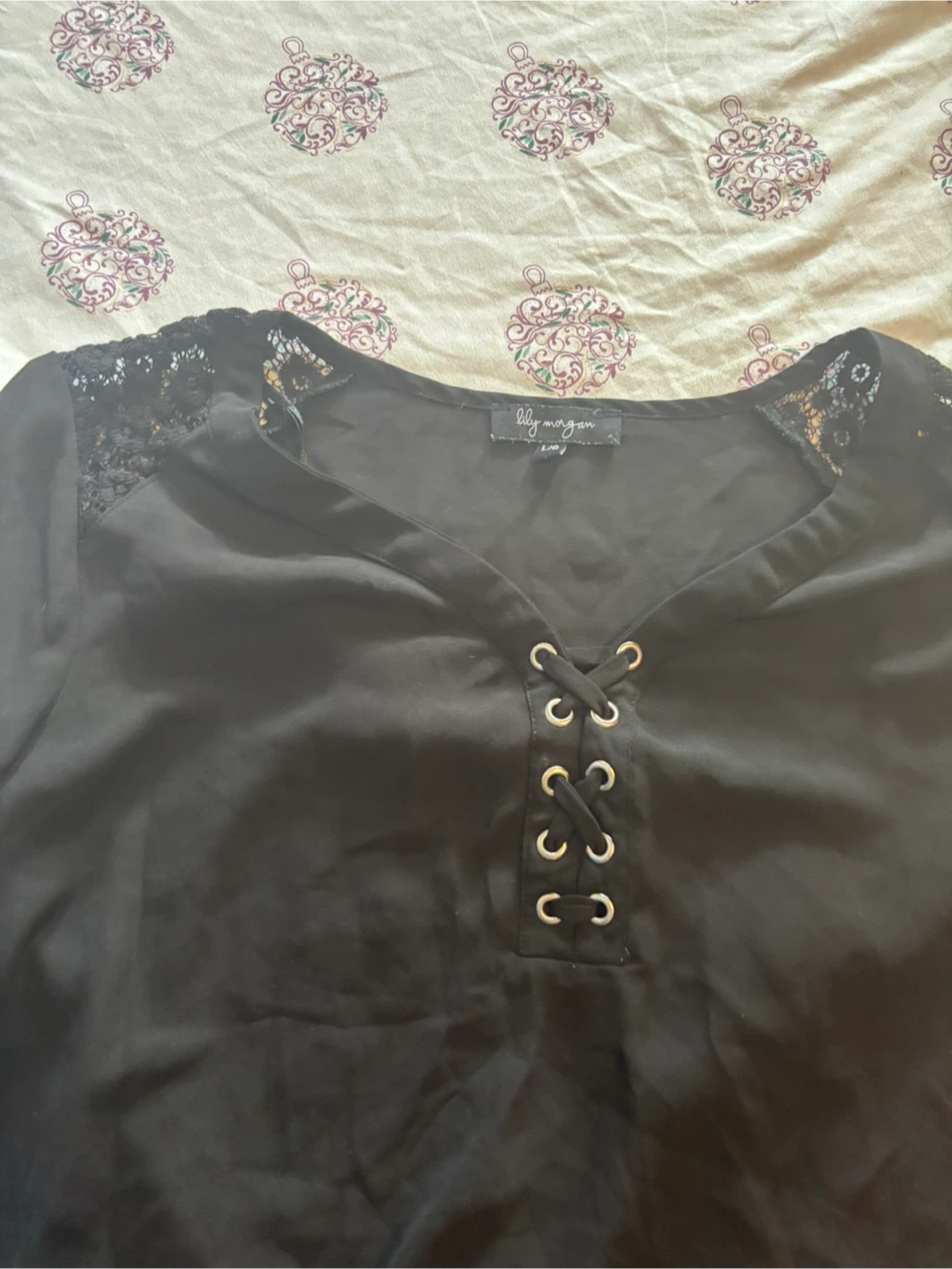 Lily Morgan Black Lace Top - Size L - photo 2