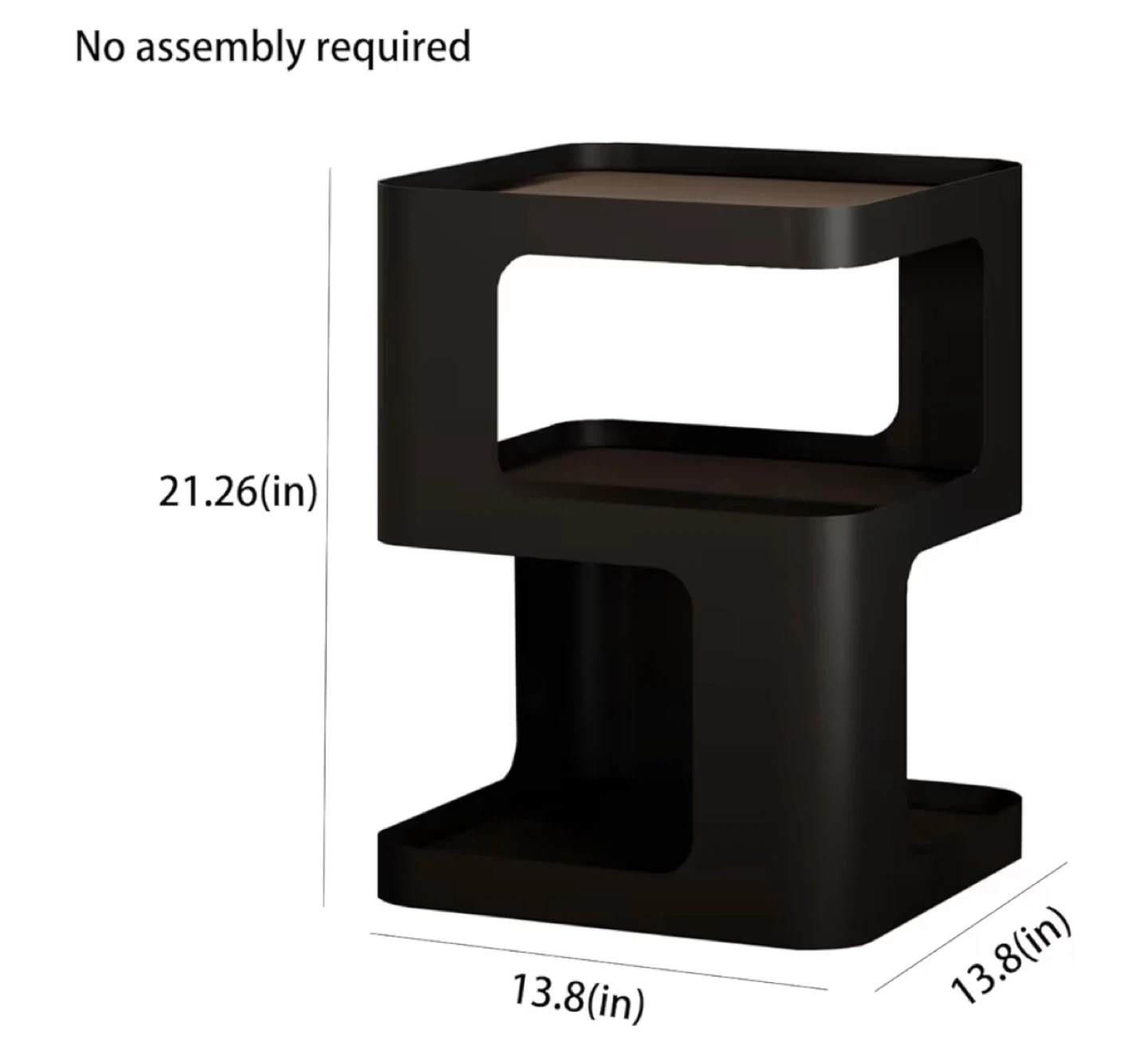 2 Black Metal Nightstand End Table, No Assembly - photo 3