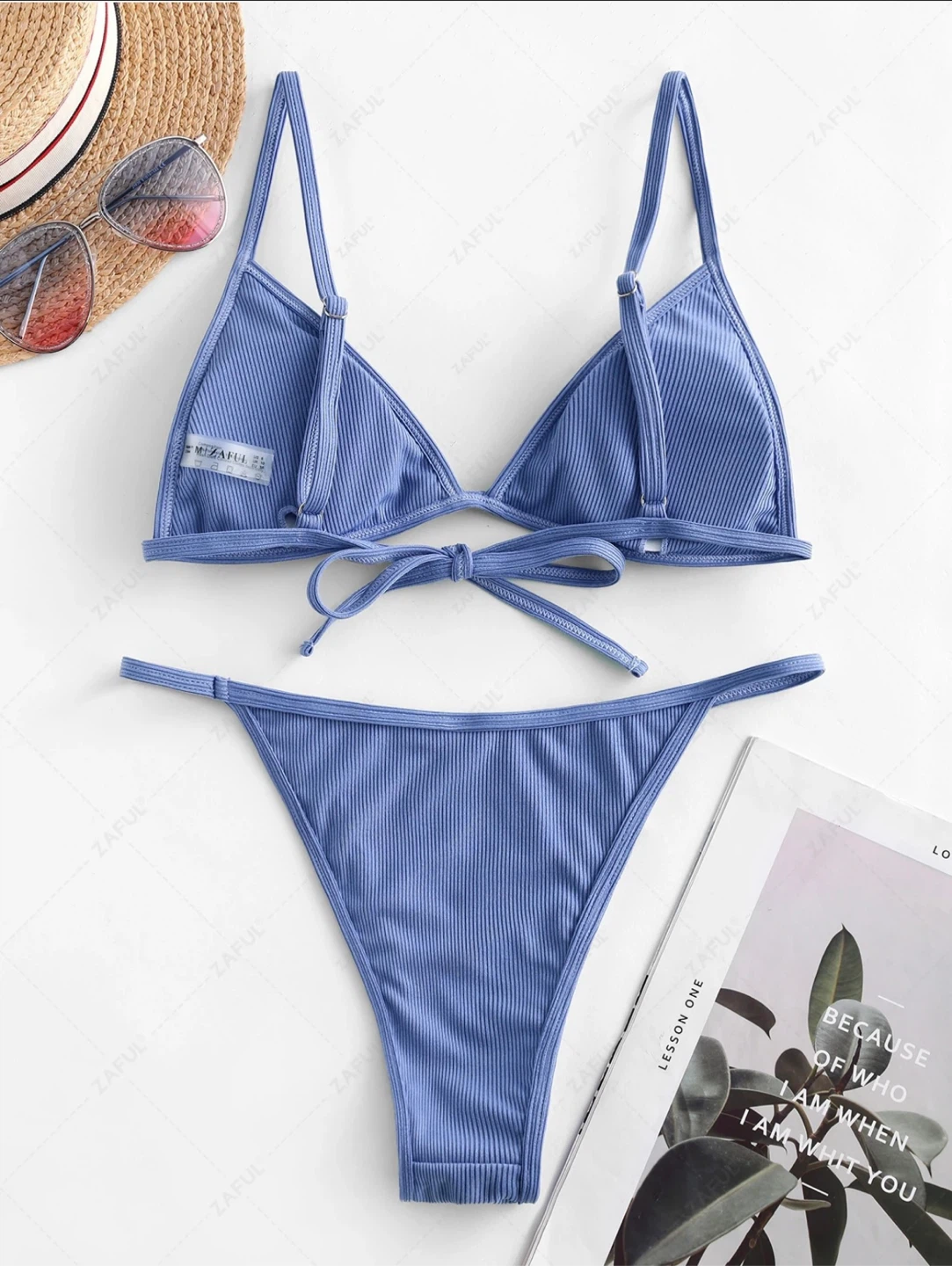 Blue Ribbed Bikini Set - photo 3