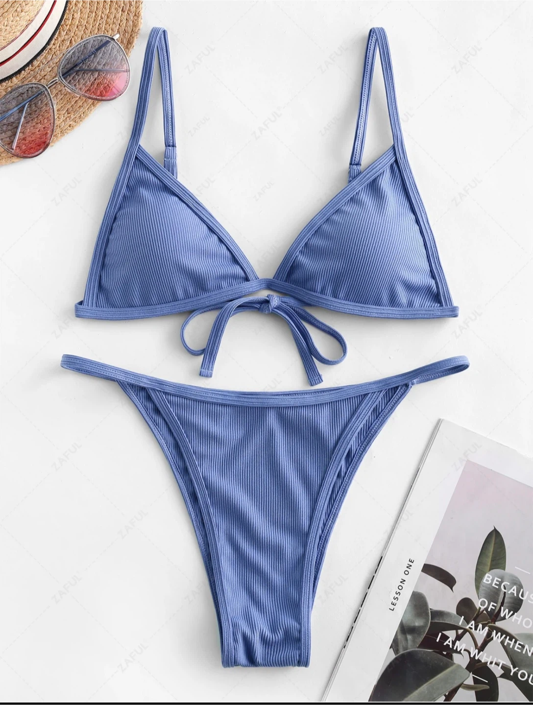 Blue Ribbed Bikini Set - photo 2