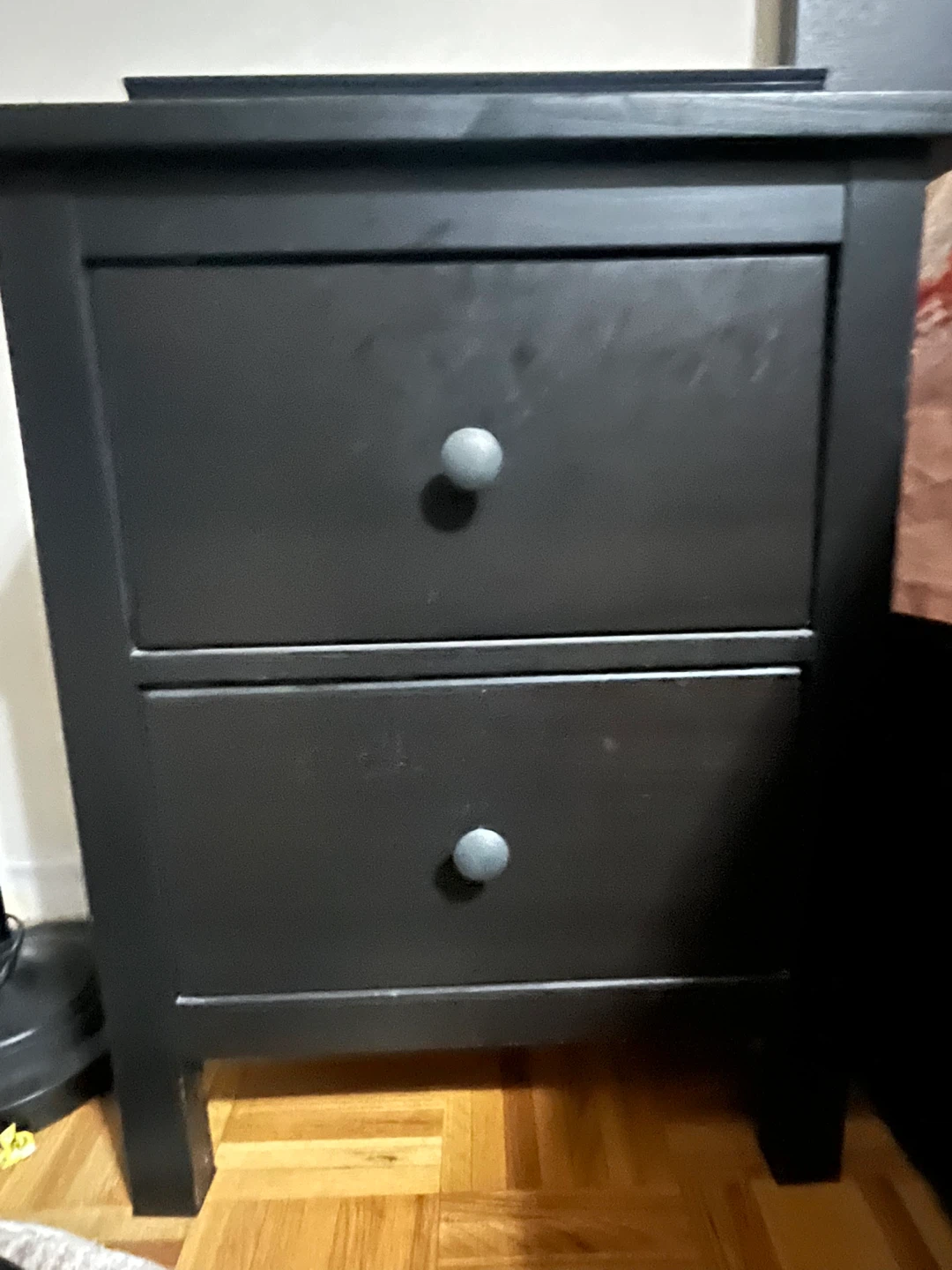 Black Two-Drawer Nightstand