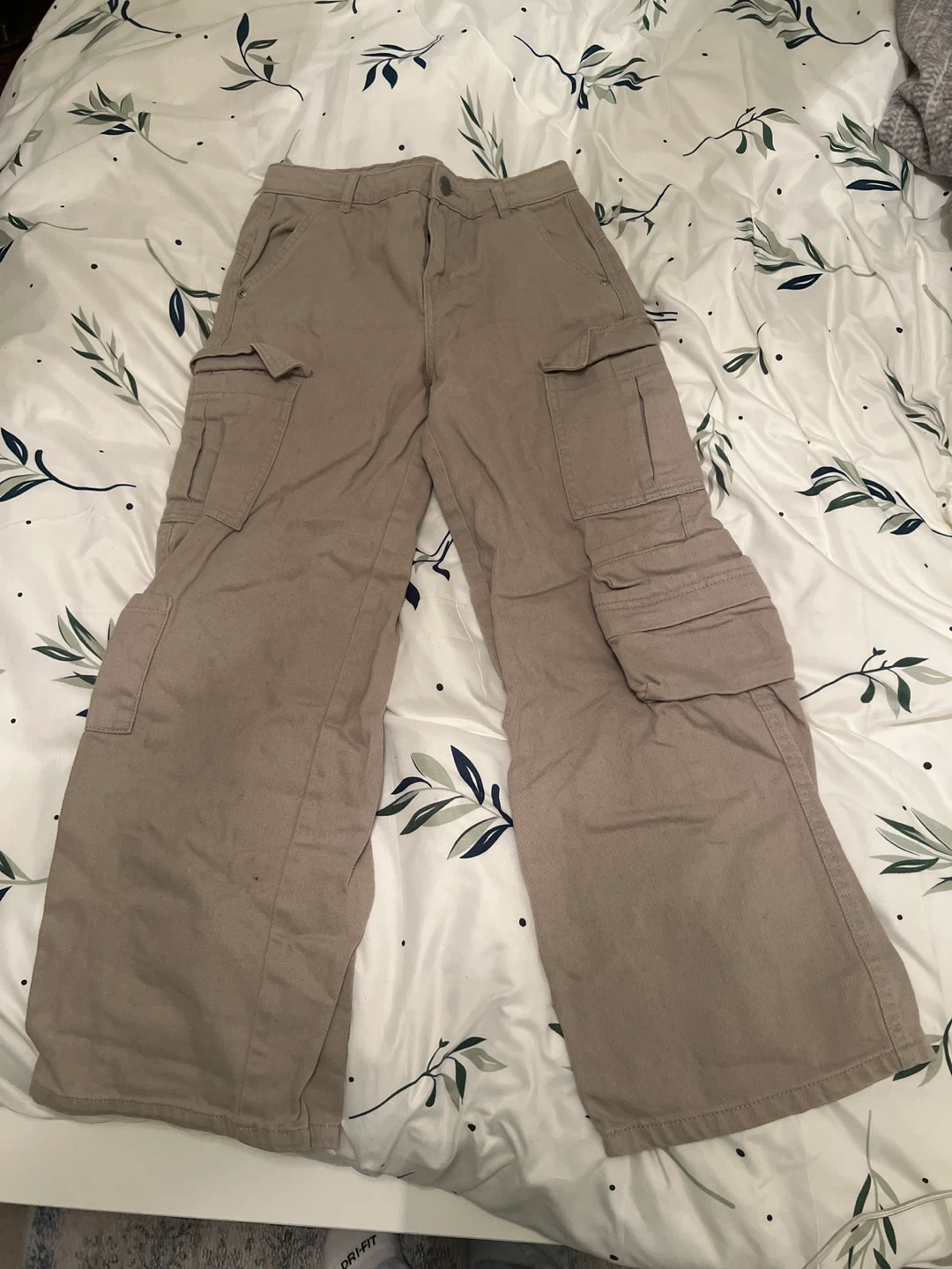 Wide Leg Cargo Pants, Beige