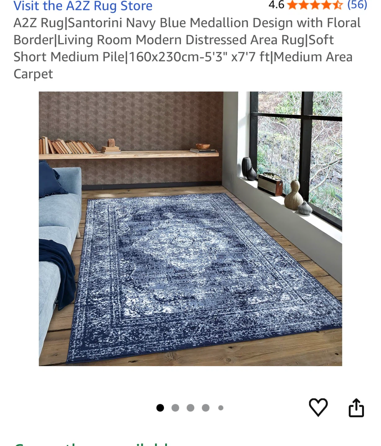 A2Z Rug Santorini Navy Blue Medallion Area Carpet (5'3"x7'7") - photo 3