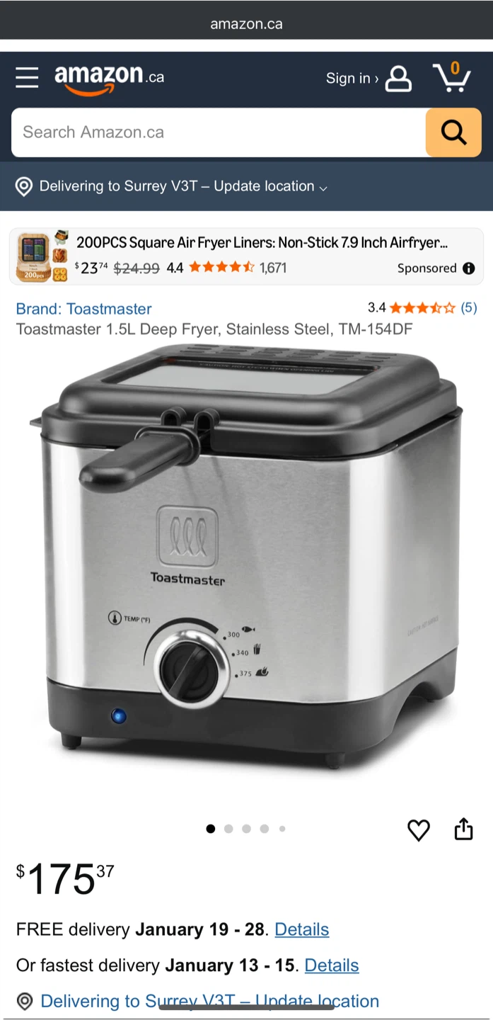 Toastmaster 1.5L Deep Fryer - Brand new!
