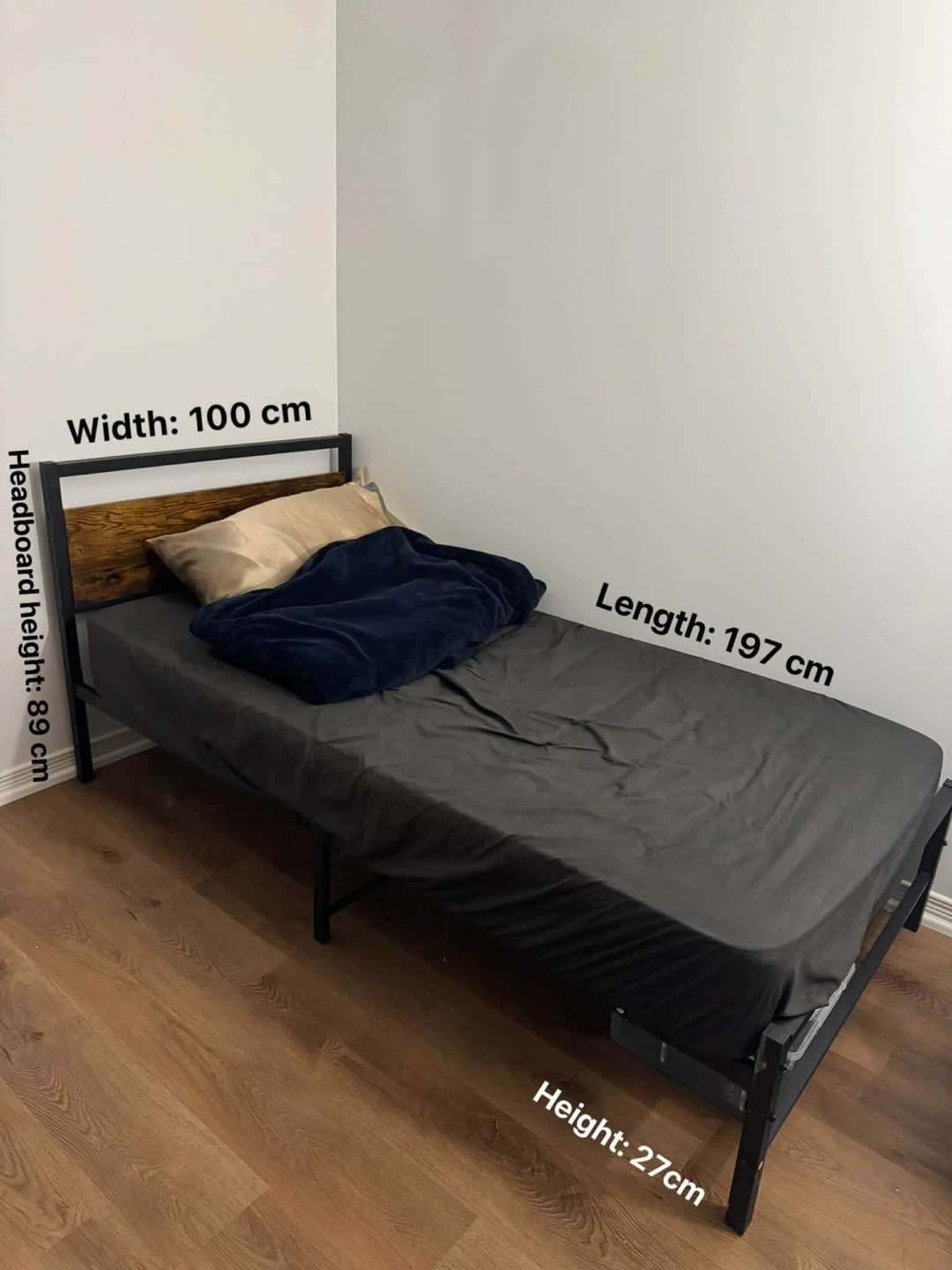 ⭐️ Twin Size Metal Bed Frame with Wooden Headboard ⭐️ - photo 2