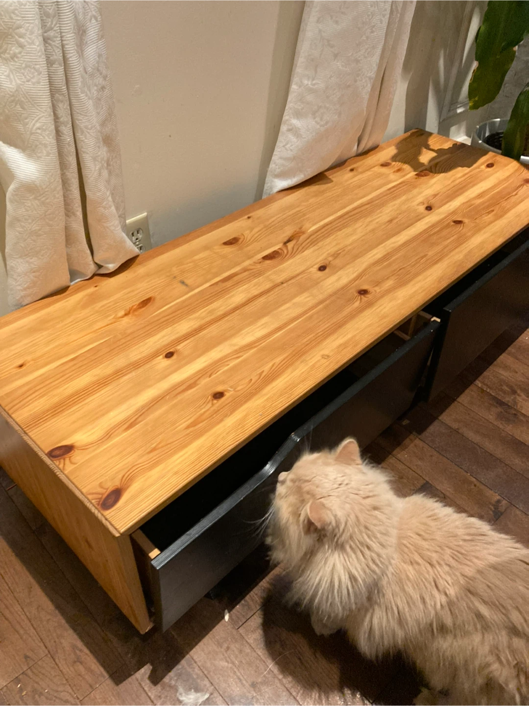 Wooden Storage Bench TV Stand with Drawers - photo 2