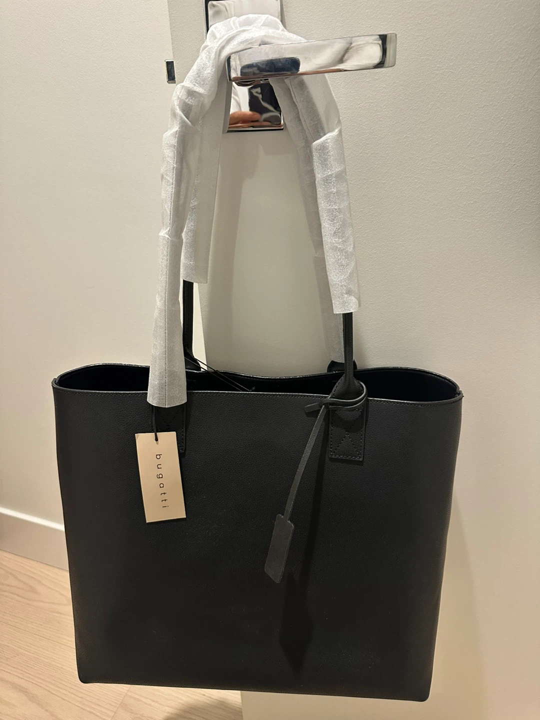 Bugatti Leather Black Tote Bag - Brand New