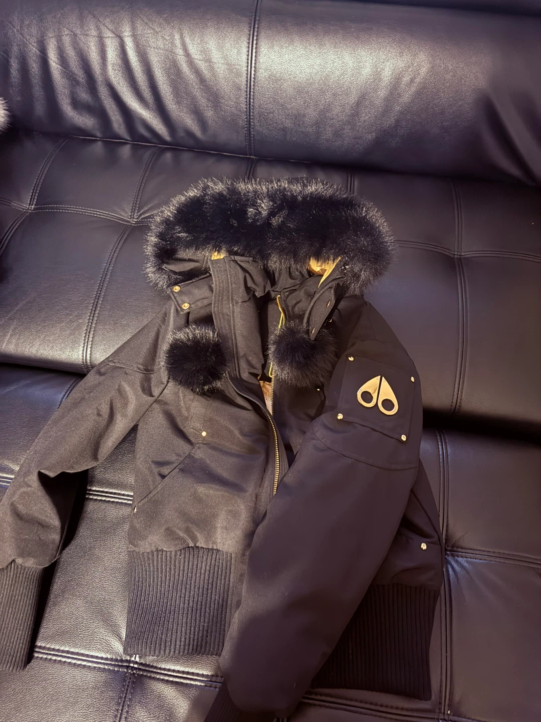 Moose Knuckles Black Bomber Jacket