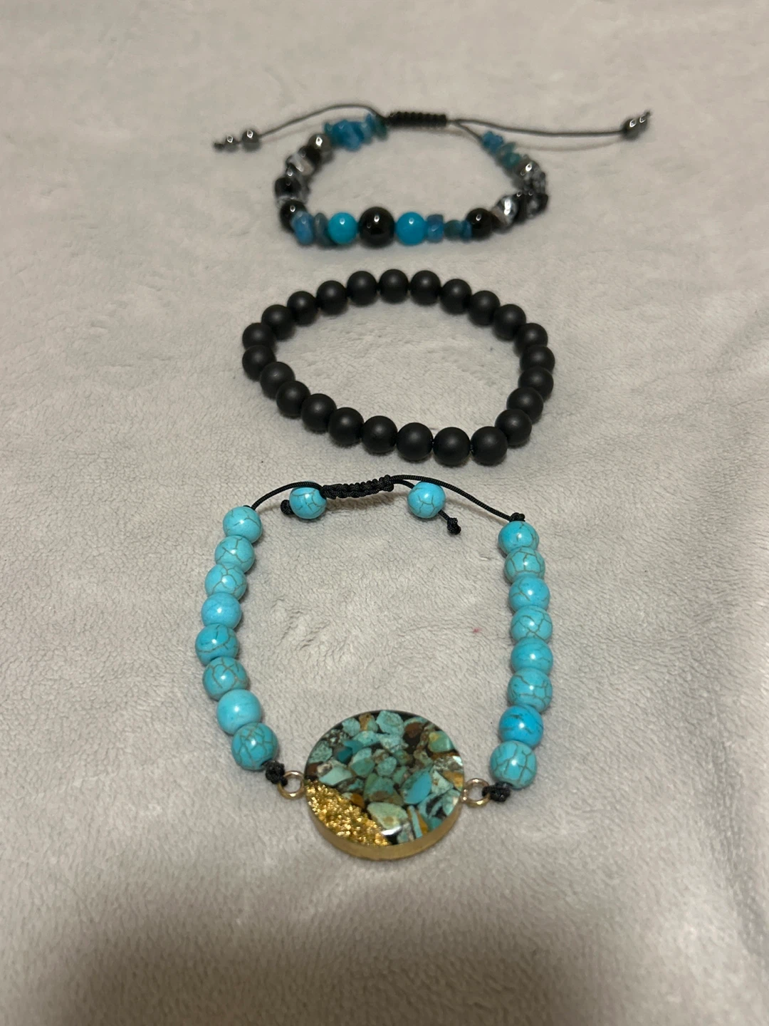 Turquoise & Gold Stone Bracelet- Set of 3 for $10