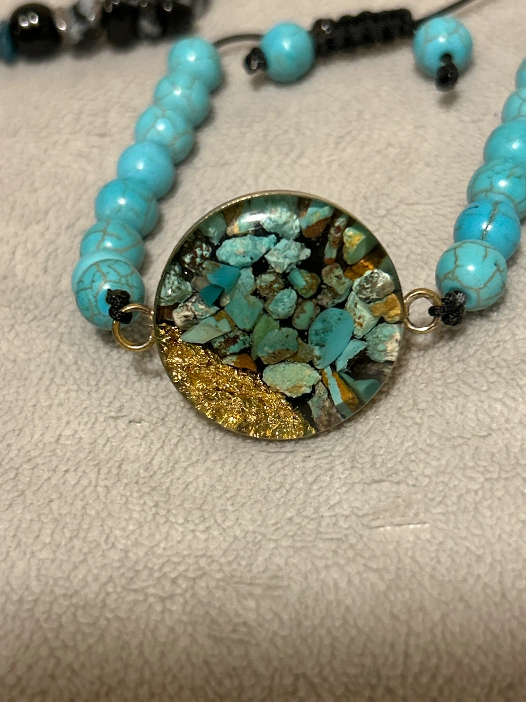 Turquoise & Gold Stone Bracelet- Set of 3 for $10 - photo 2
