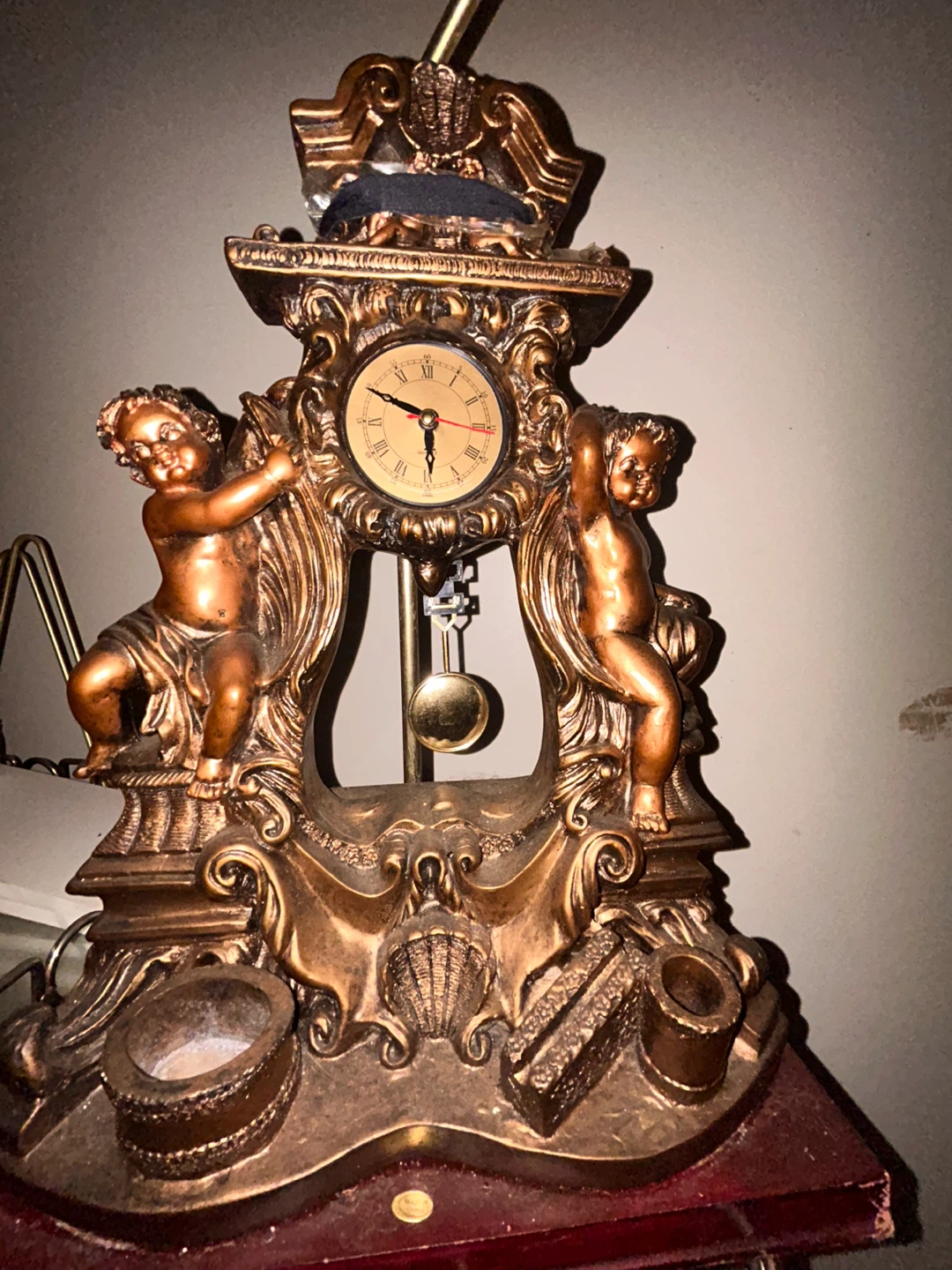 Angel Cherub Table Lamp Clock - photo 3