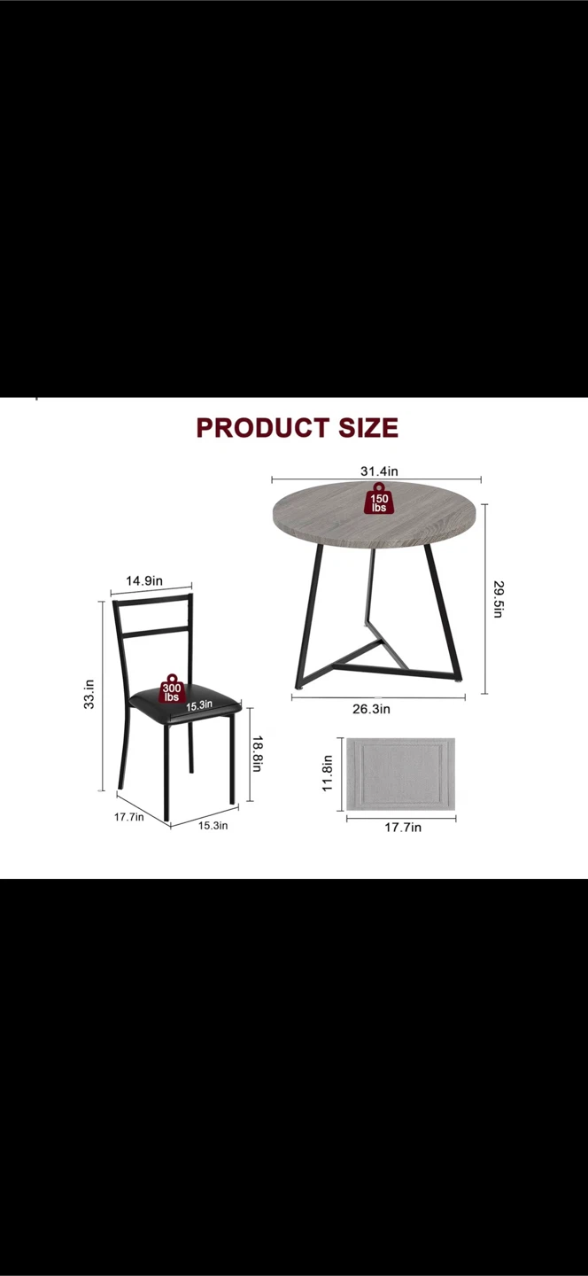 EliteEdge Farmhouse Dining Set - Small Space Kitchen Table - photo 3