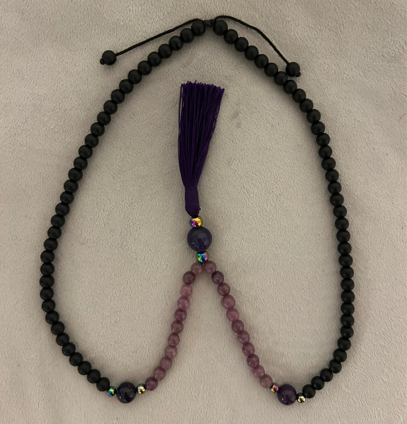 Mala Bead Necklace - Black & Purple