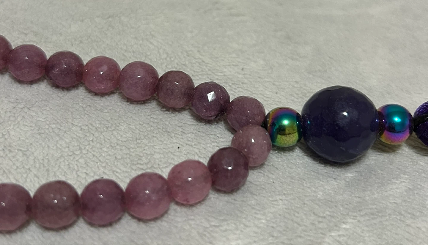 Mala Bead Necklace - Black & Purple - photo 2