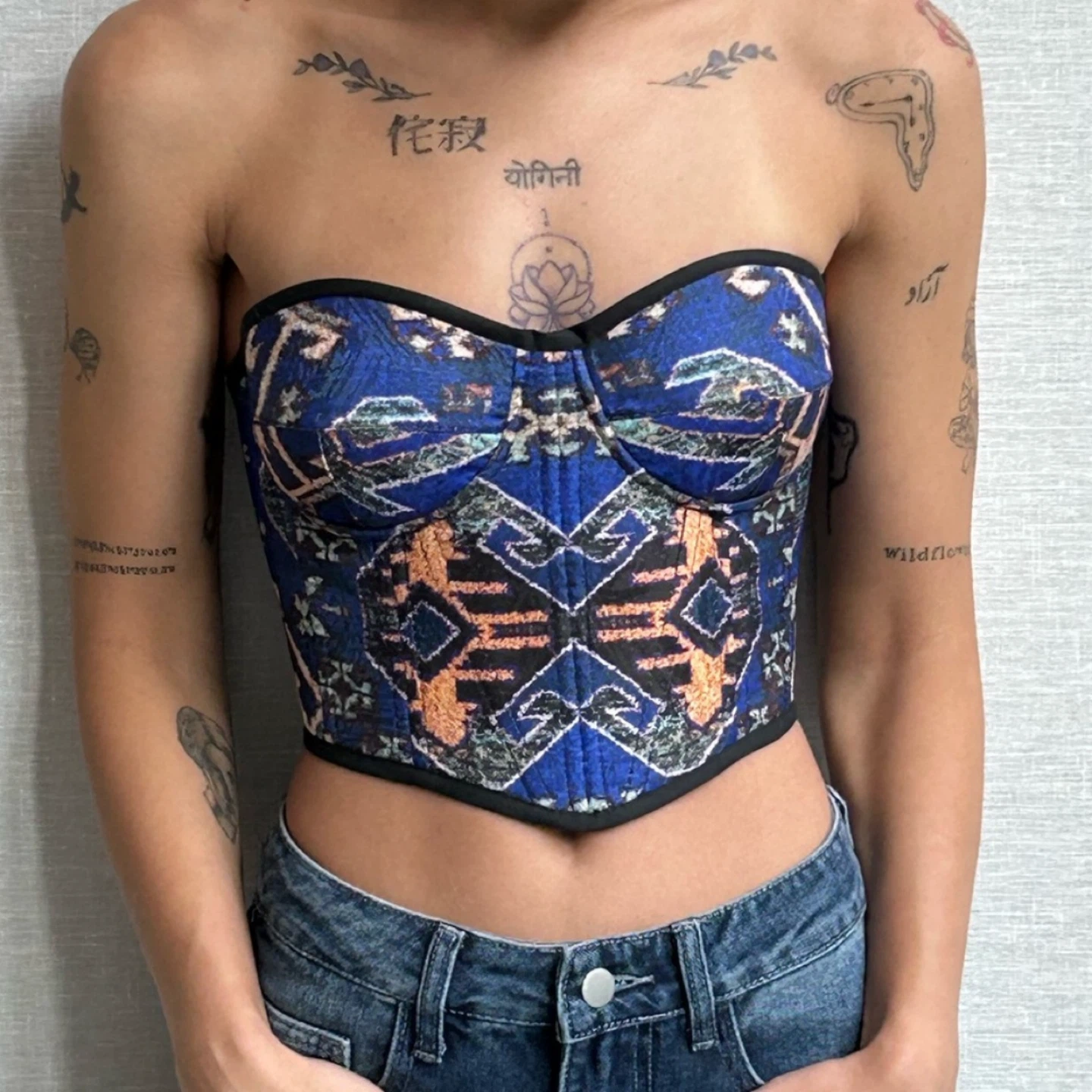 Patterned Bustier Corset Top size S & M - photo 5