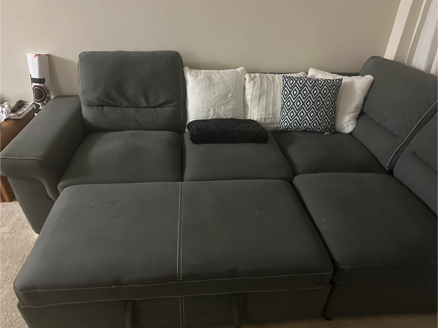 Grey Sectional Sofa with Pull-Out Bed - photo 4