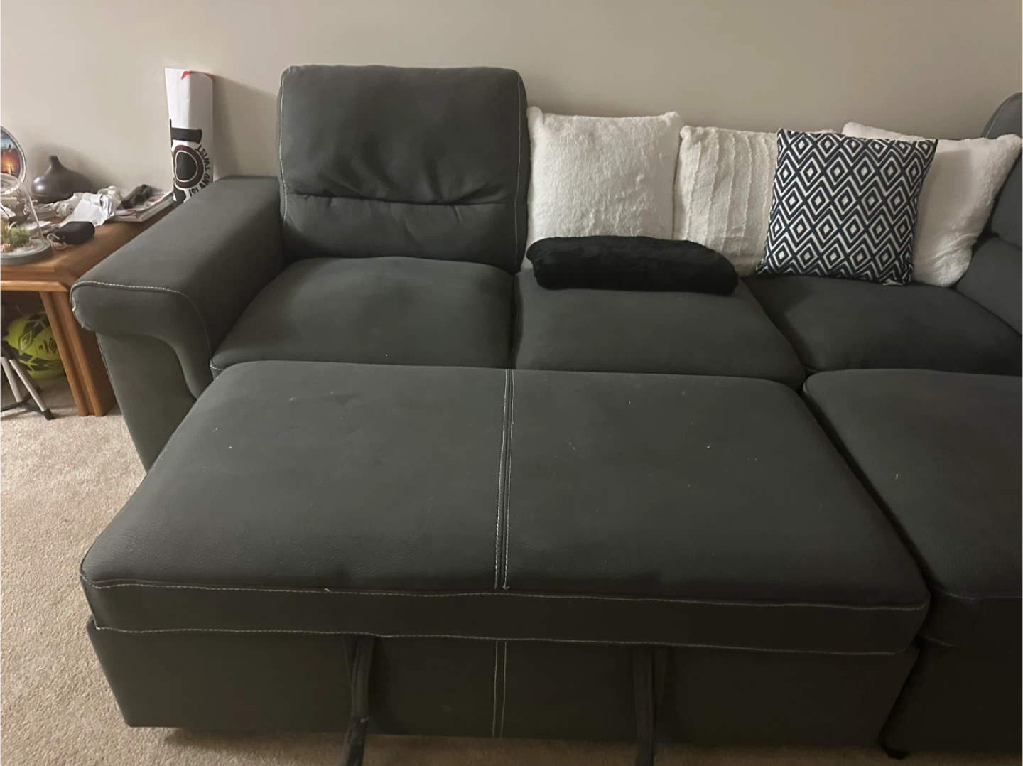Grey Sectional Sofa with Pull-Out Bed - photo 2