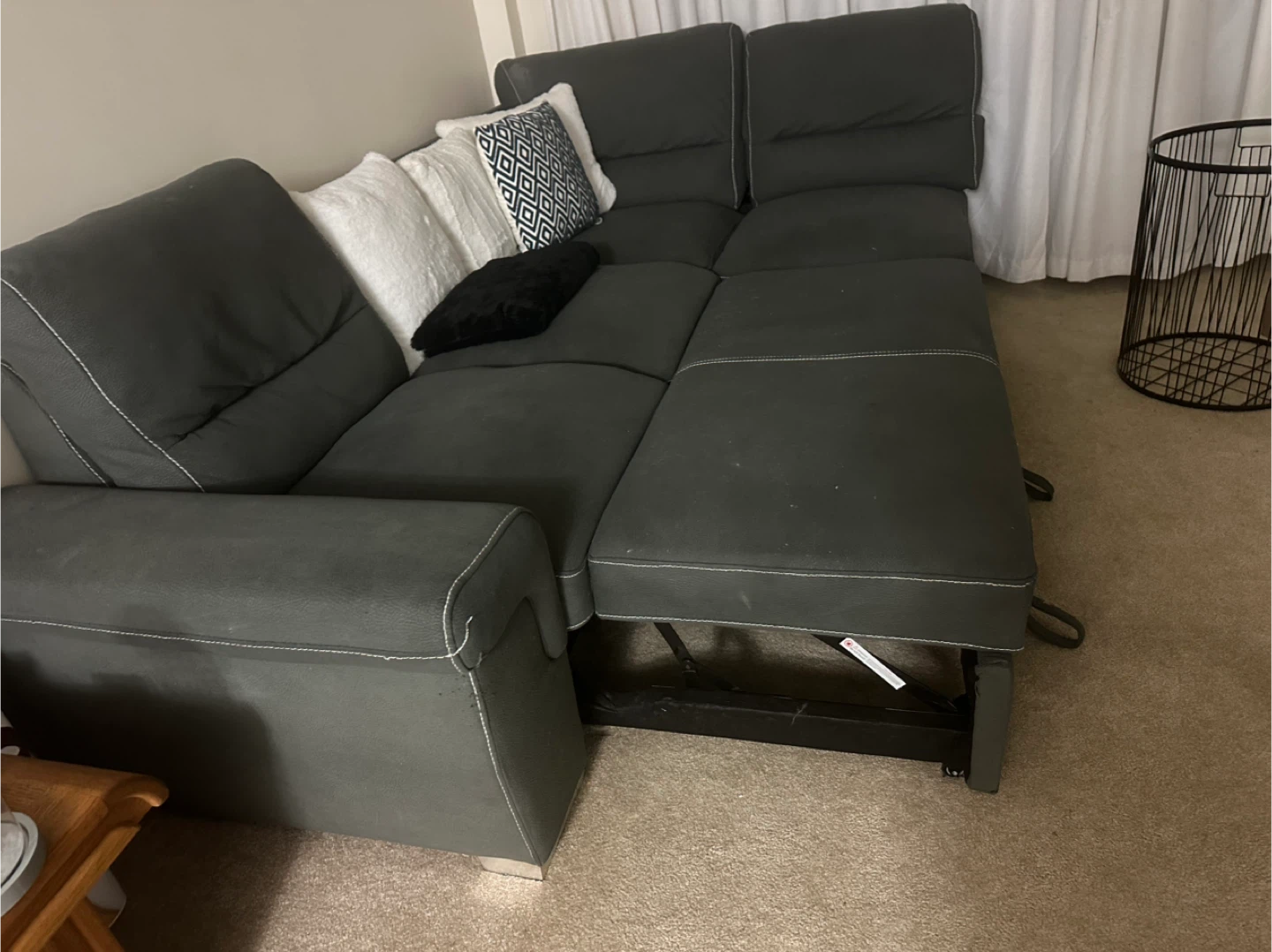 Grey Sectional Sofa with Pull-Out Bed