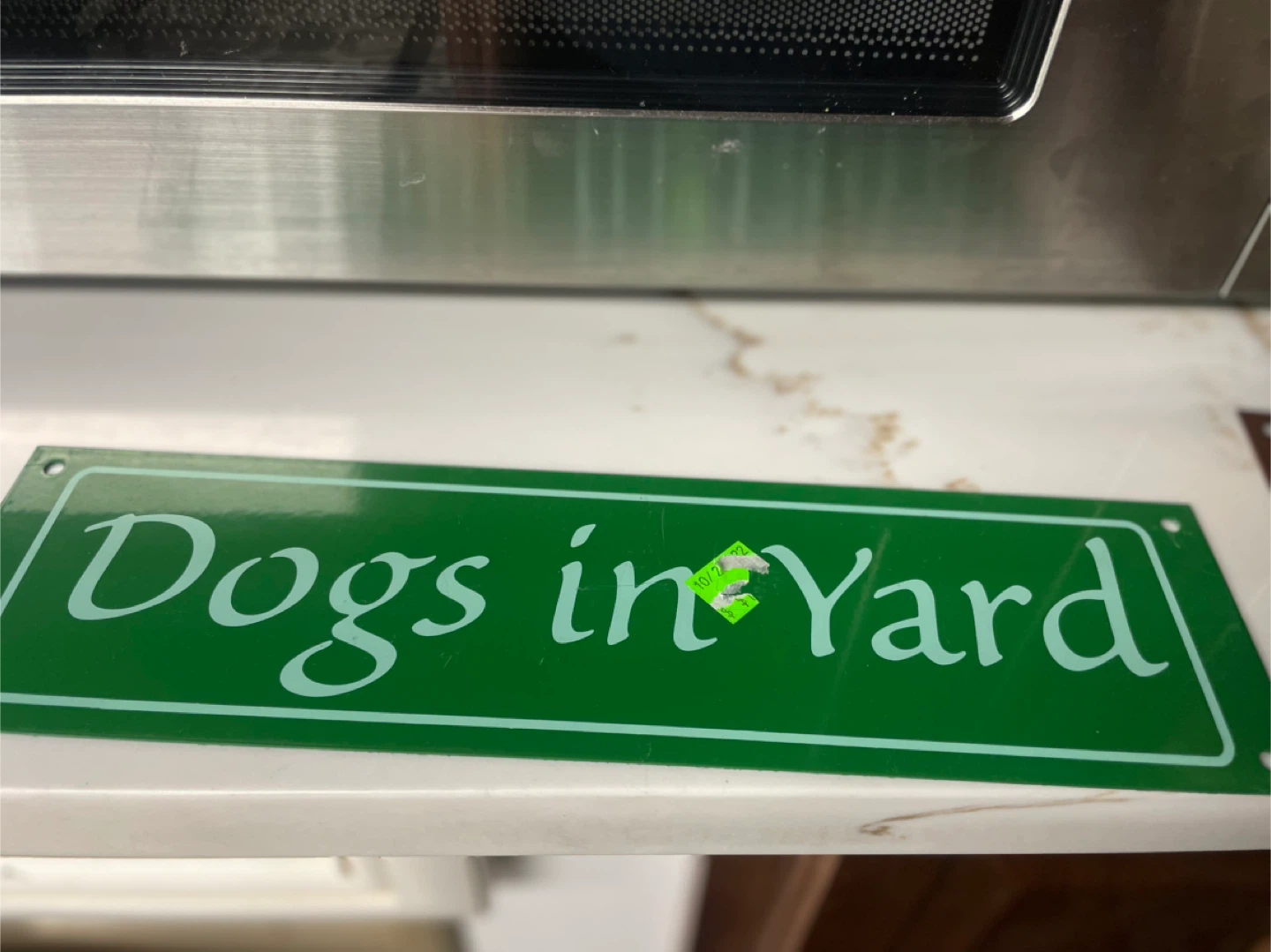 Dogs in Yard Green Metal Sign - photo 2