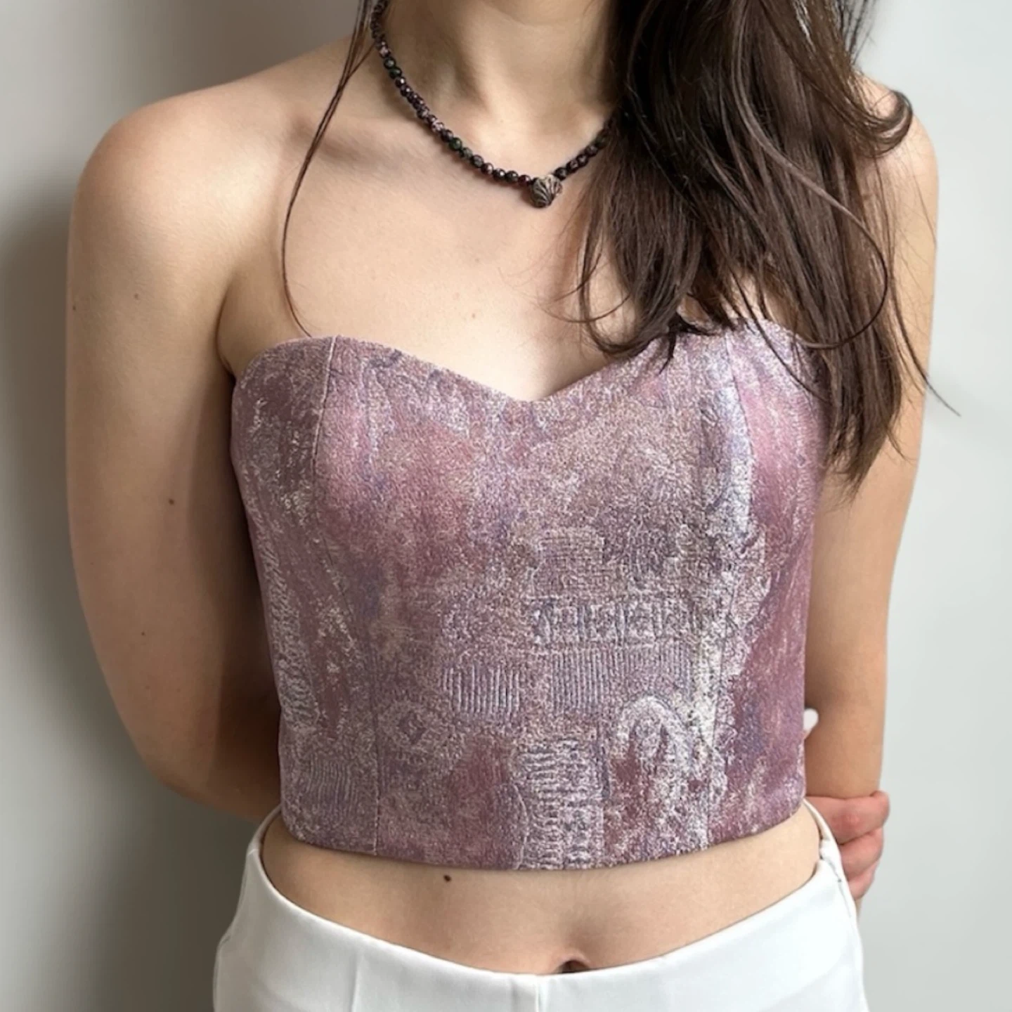 Pink Strapless Corset Top - New