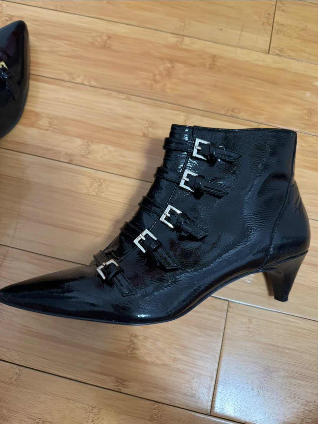 Nine West Black Patent Leather Ankle Boots