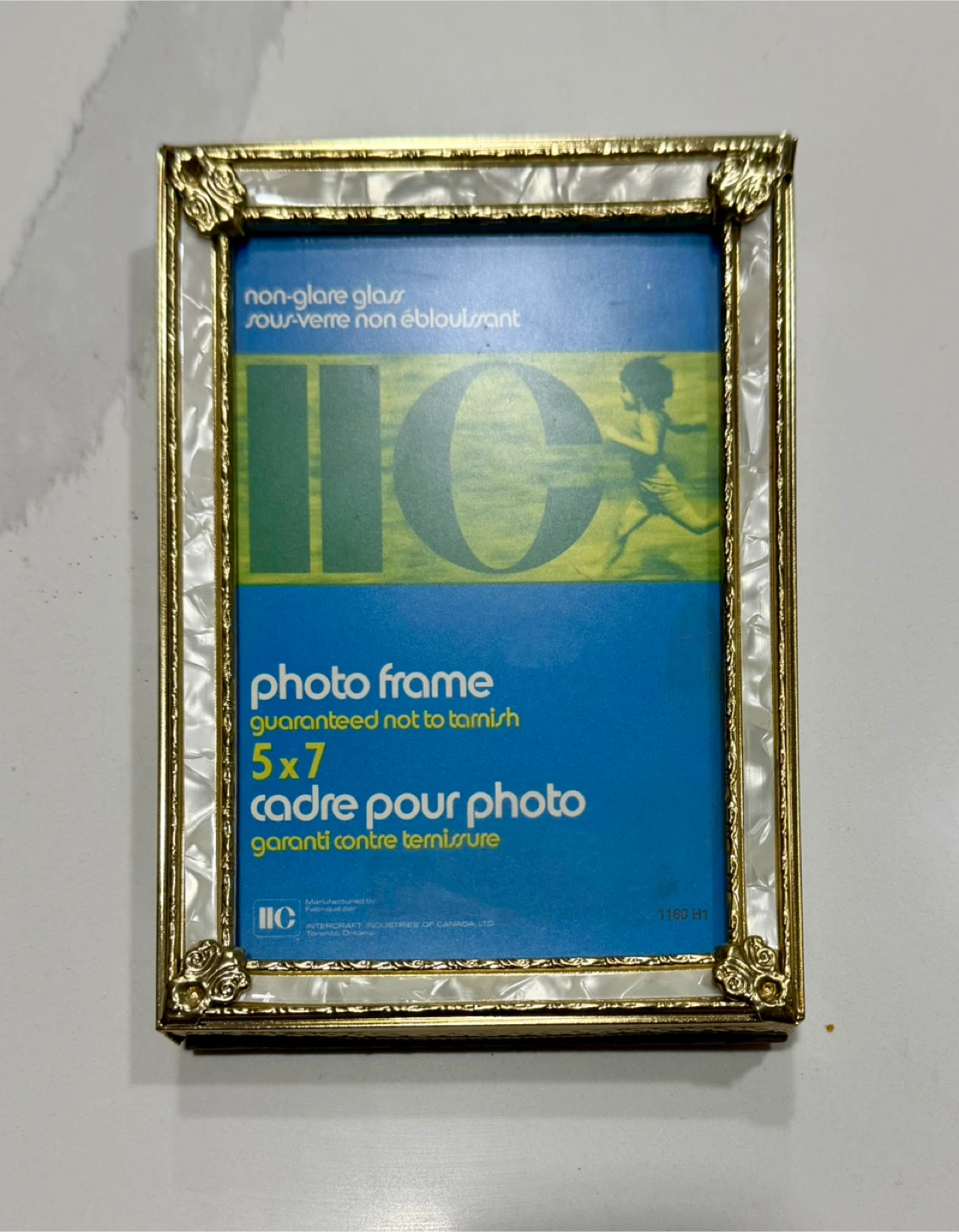 Vintage IIC Gold Mother-Of-Pearl Look Photo Frame