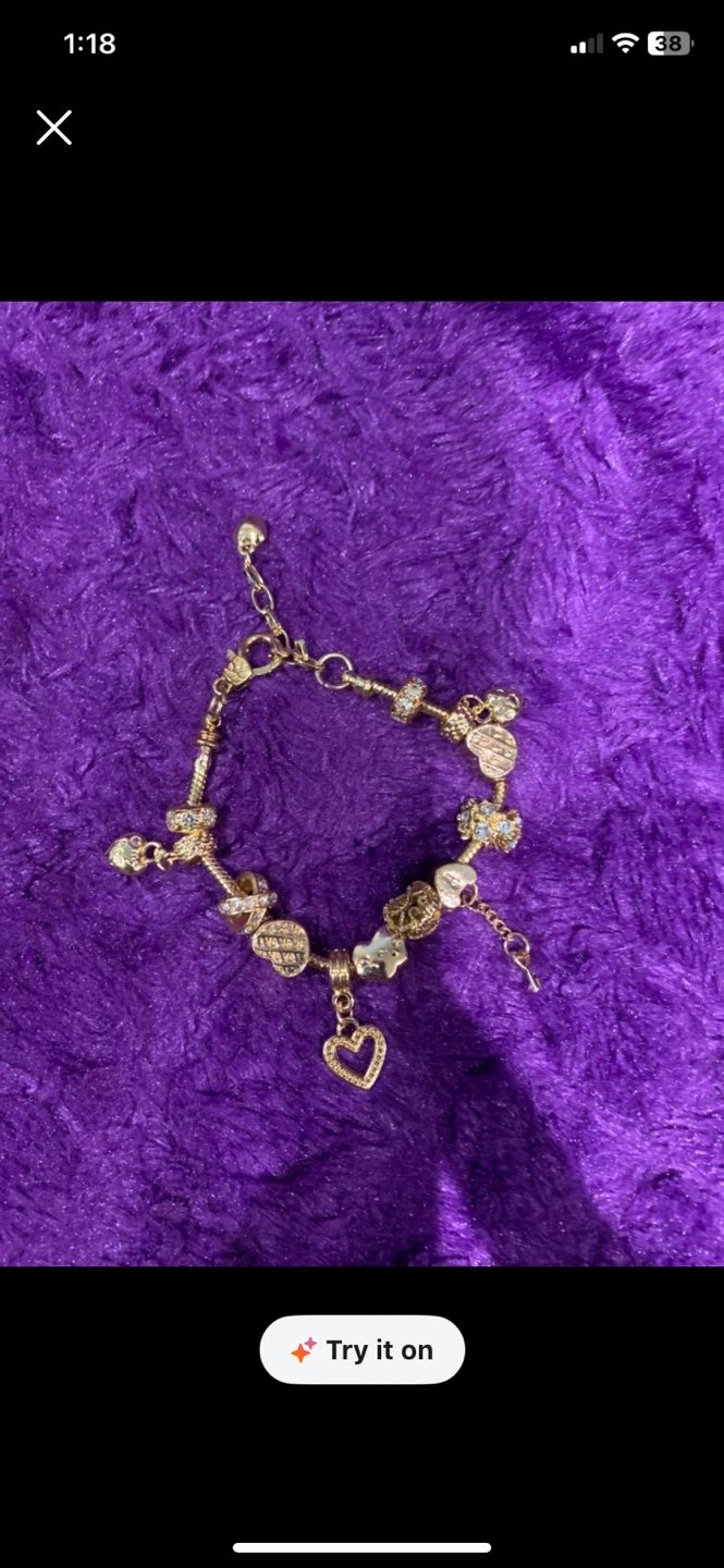 Heart ❤️ Gold Bracelet with 12 Charms - Plated - photo 2