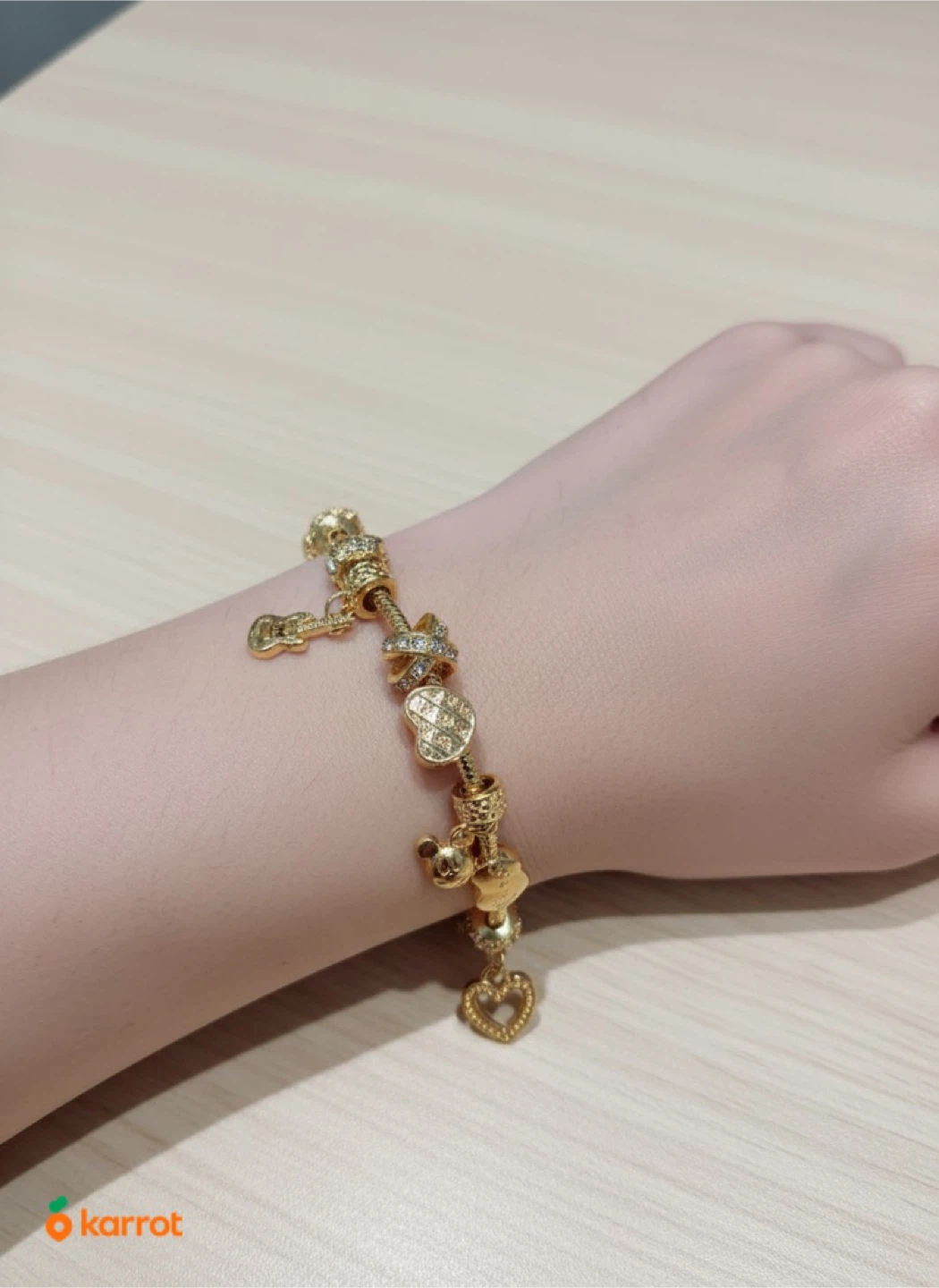 Heart ❤️ Gold Bracelet with 12 Charms - Plated