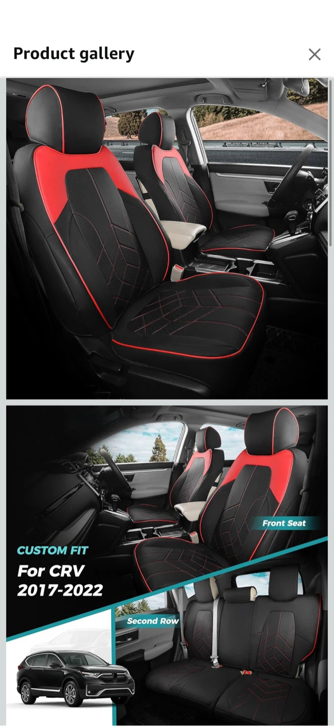FEINEPRO Seat Covers for Honda CR-V 2017–2022 — Black/Red — NEW - photo 2