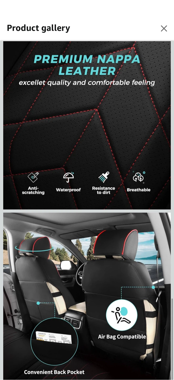 FEINEPRO Seat Covers for Honda CR-V 2017–2022 — Black/Red — NEW - photo 5
