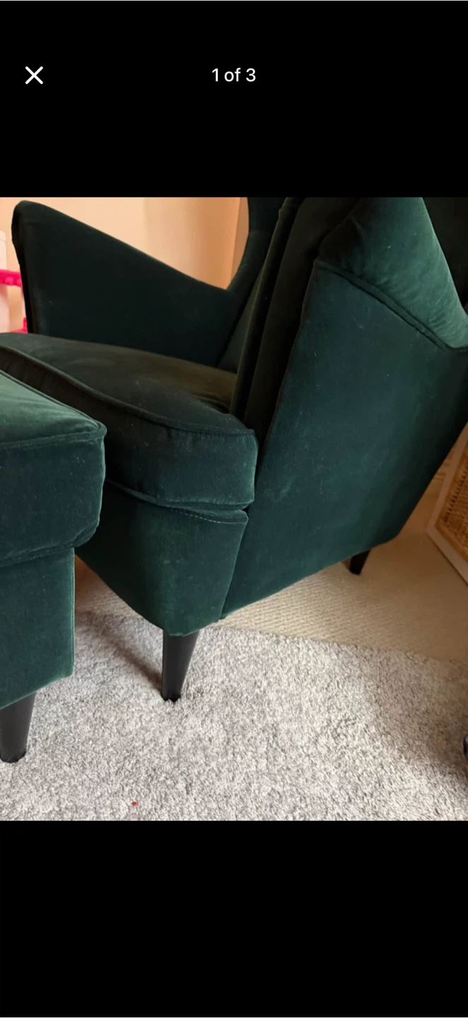 STRANDMON Armchair and footstool, Djuparp dark green - photo 3