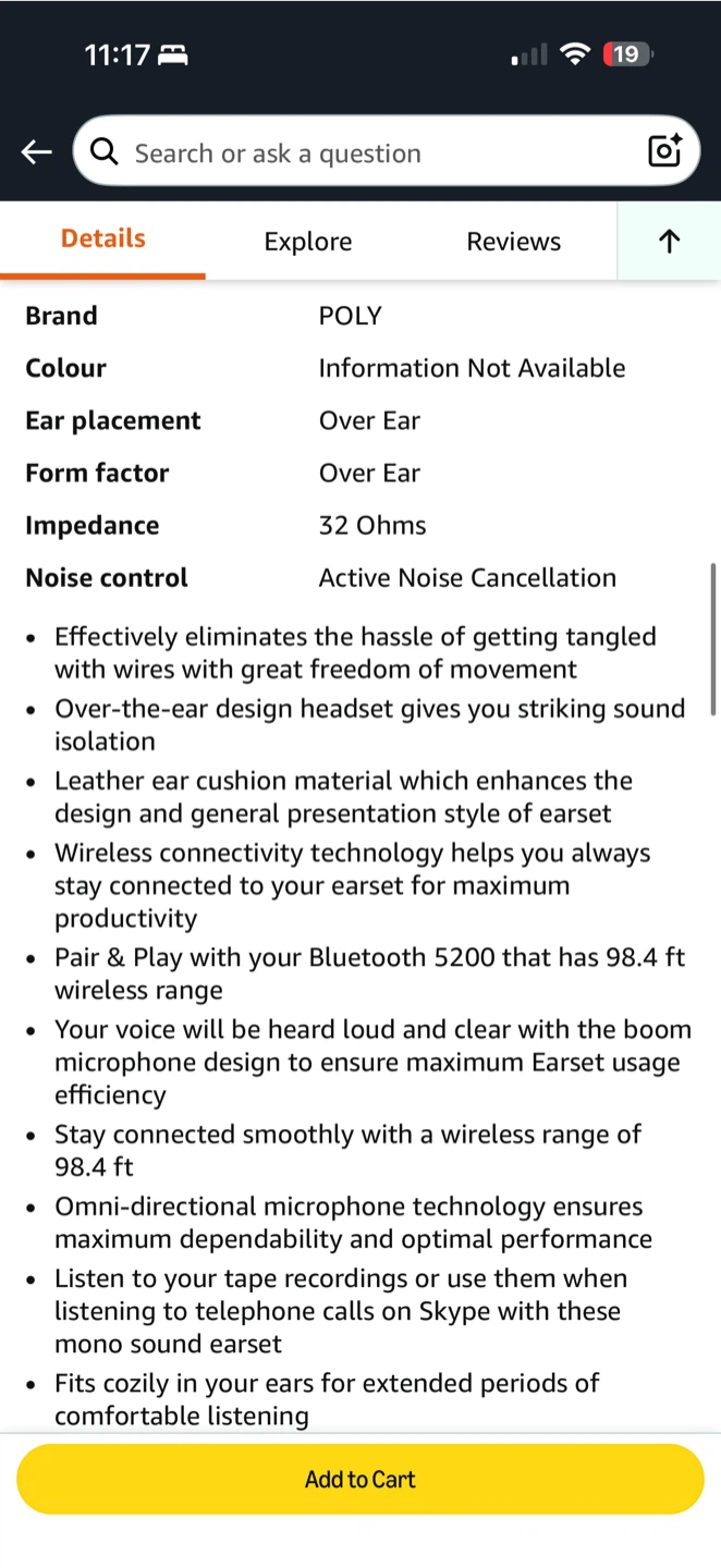 Poly Voyager 5200 UC Bluetooth Headset + BT700 USB Adapter — NEW - photo 3