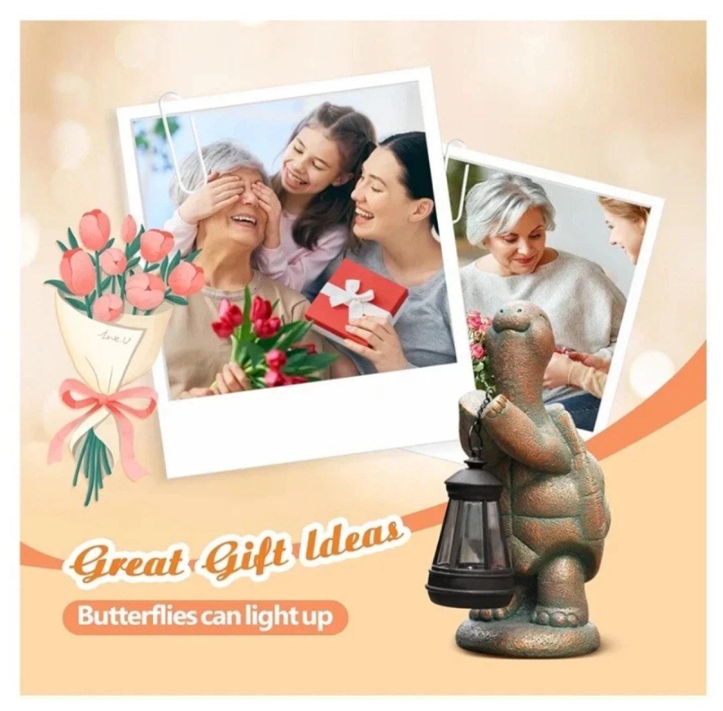 Turtle Statue with Solar Lantern - Garden Decor - photo 3