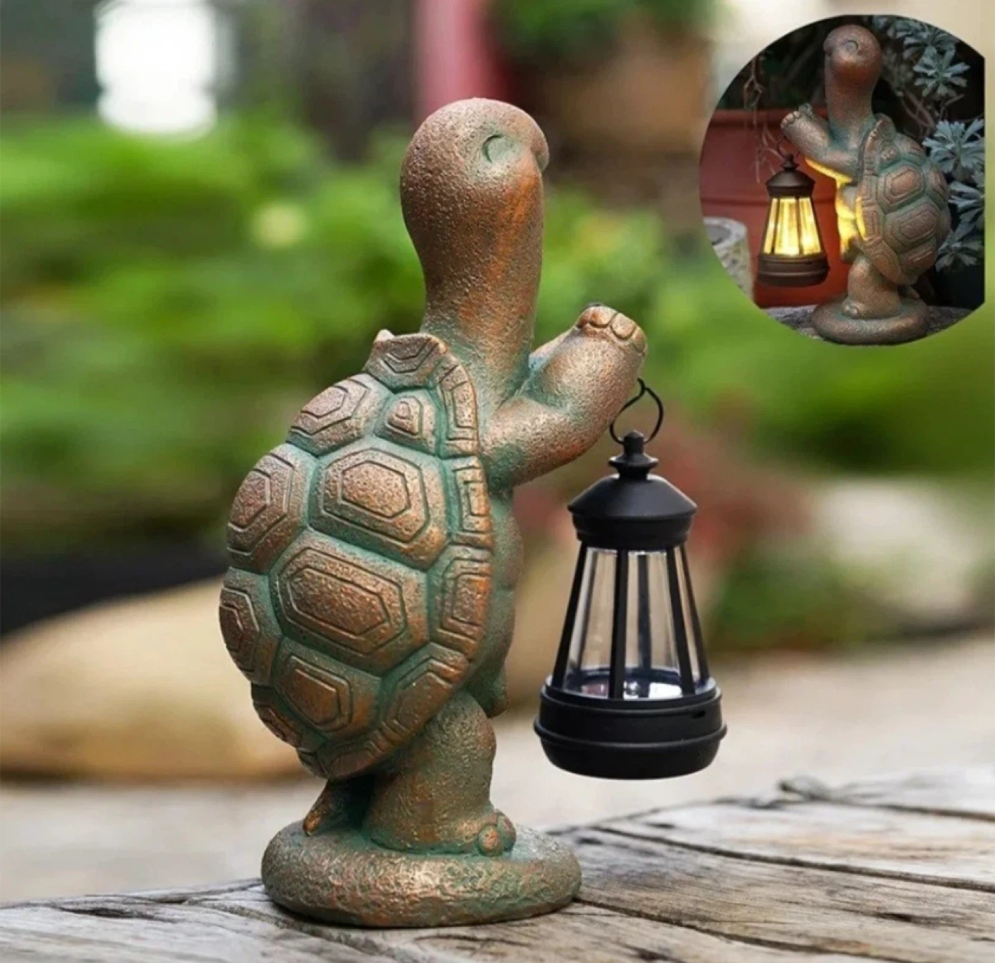 Turtle Statue with Solar Lantern - Garden Decor - photo 2