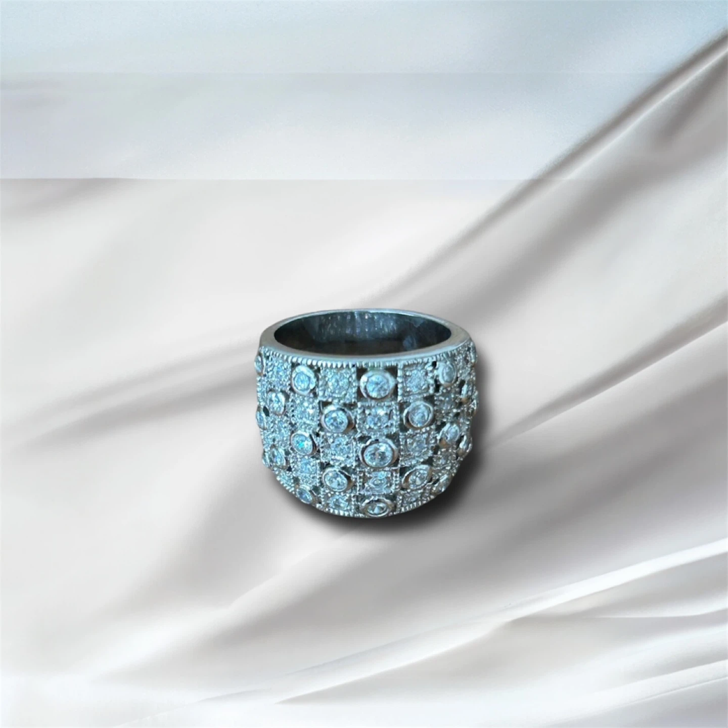 Chunky Sterling Silver and CZ BLING Ring