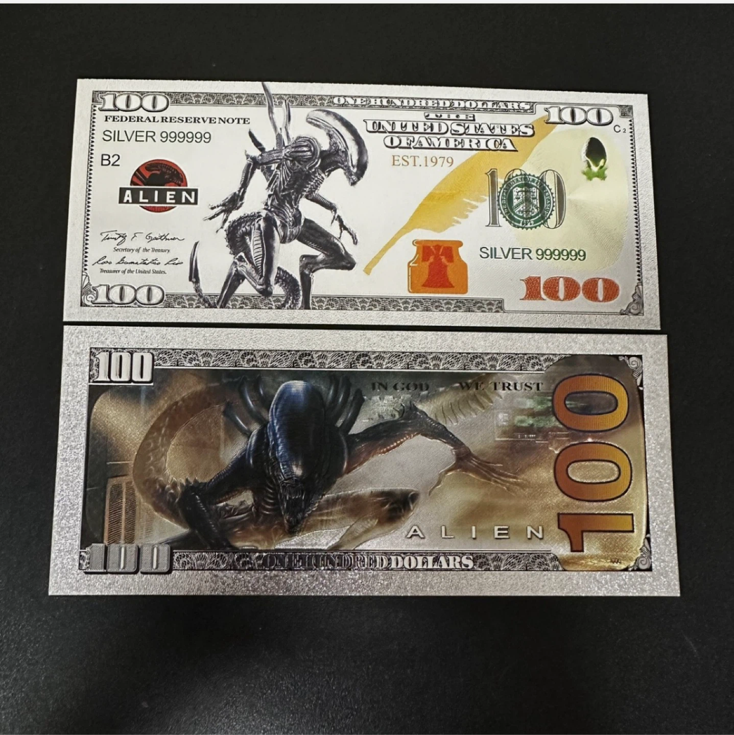 Alien $100 Silver Commemorative Bill