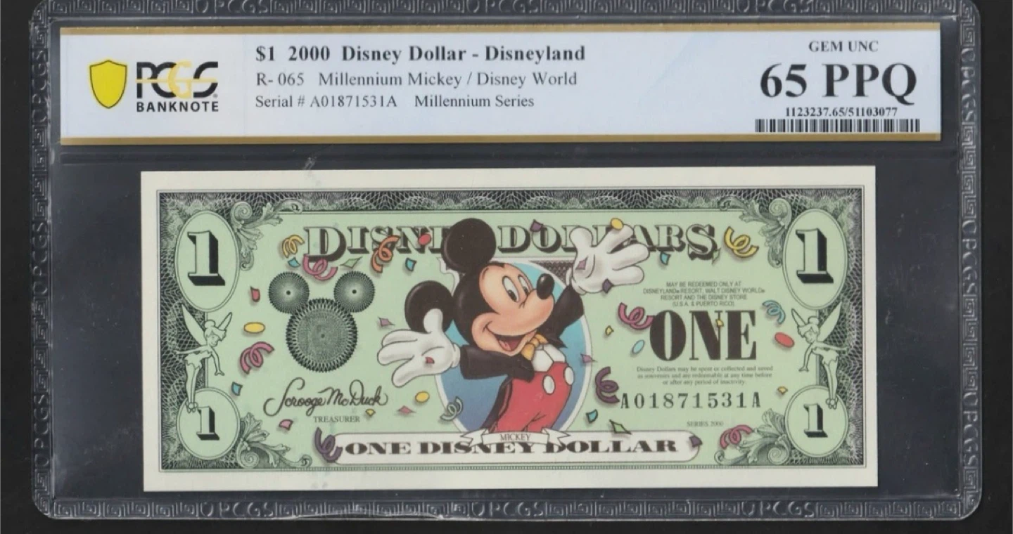 Disney Dollars - $1 Bills 65 PPQ pcgs