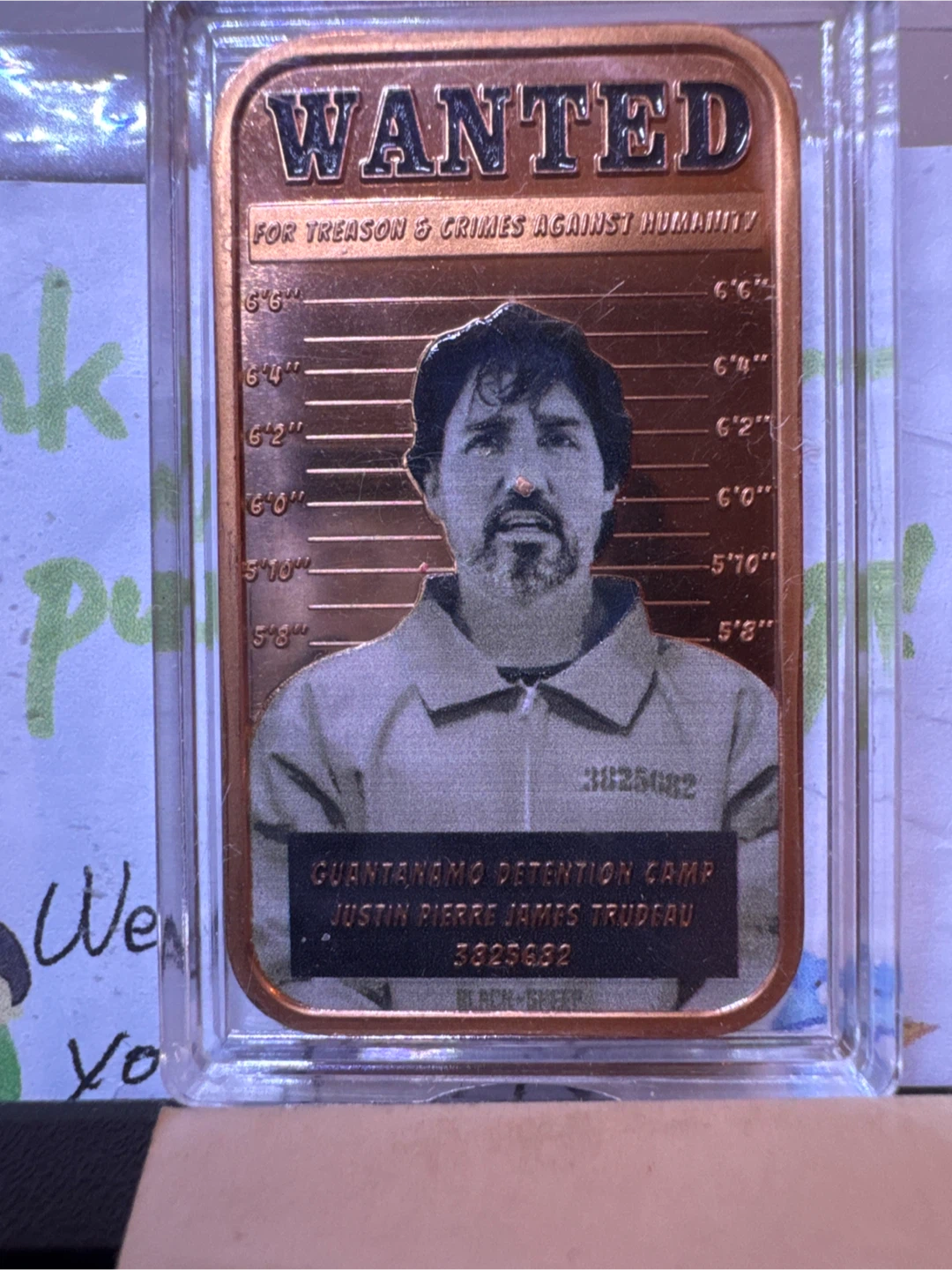 Justin Trudeau Wanted  1 oz Copper Enamel Color