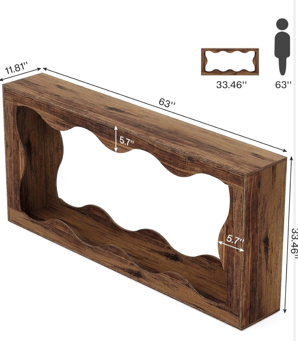 Brown Wooden Console Table (63") - photo 3