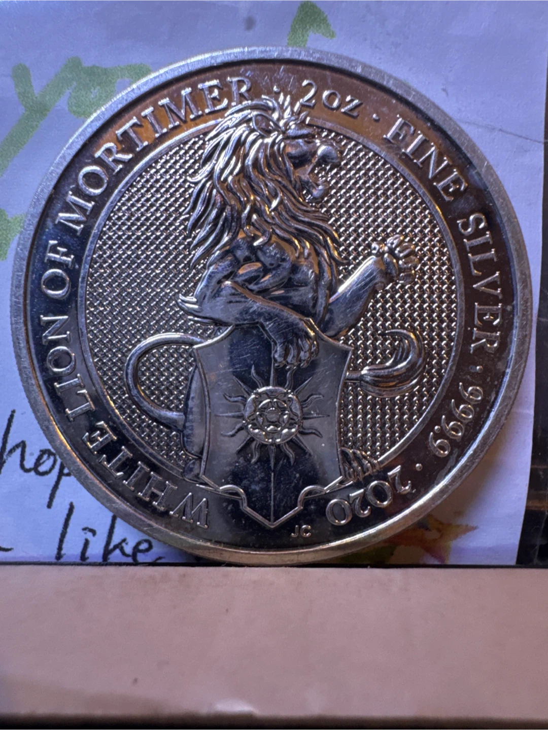 2020 White Lion of Mortimer 2oz Fine Silver Coin
