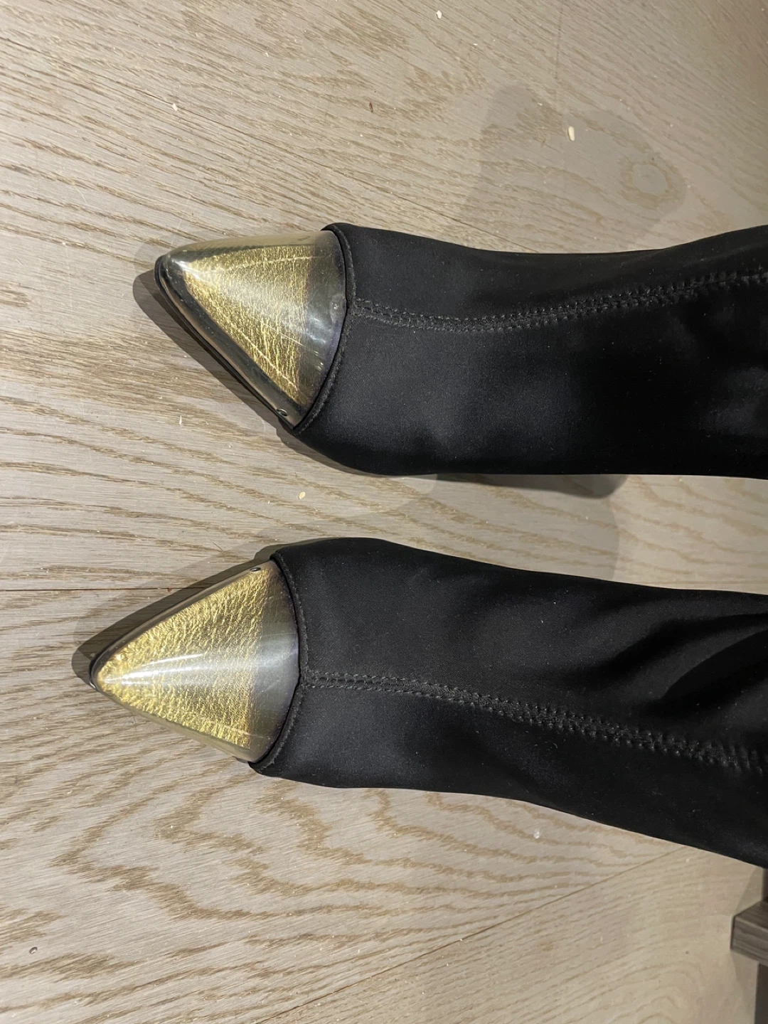 Black Ankle Boots with Gold Toe Detail - photo 4
