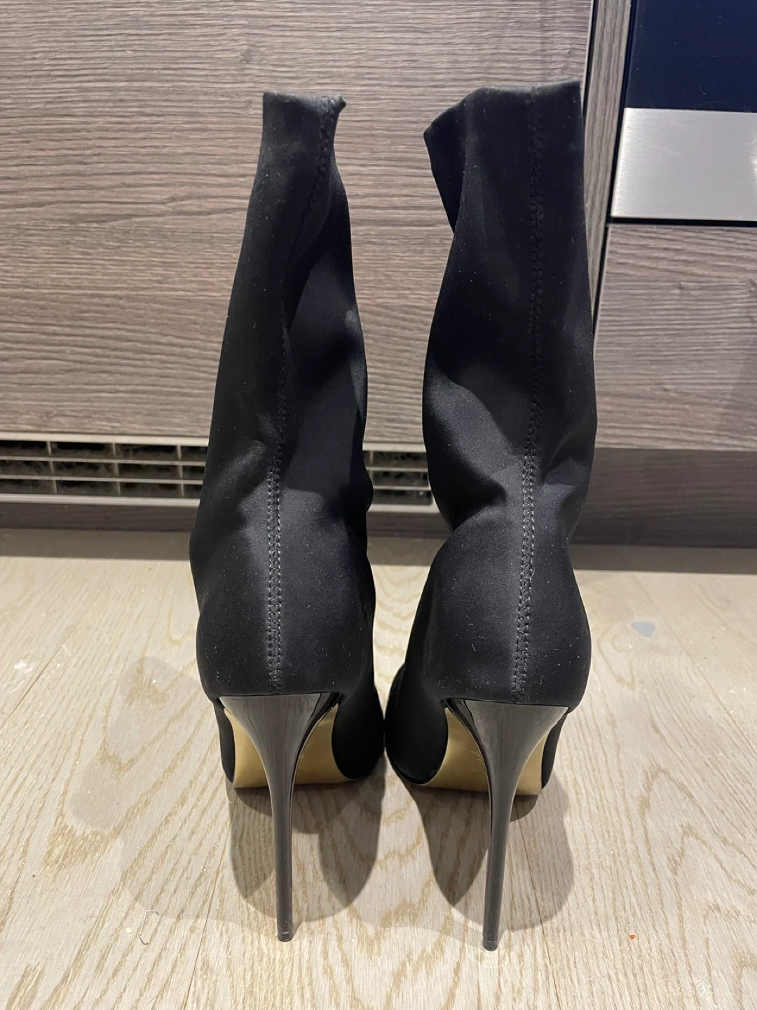 Black Ankle Boots with Gold Toe Detail - photo 5