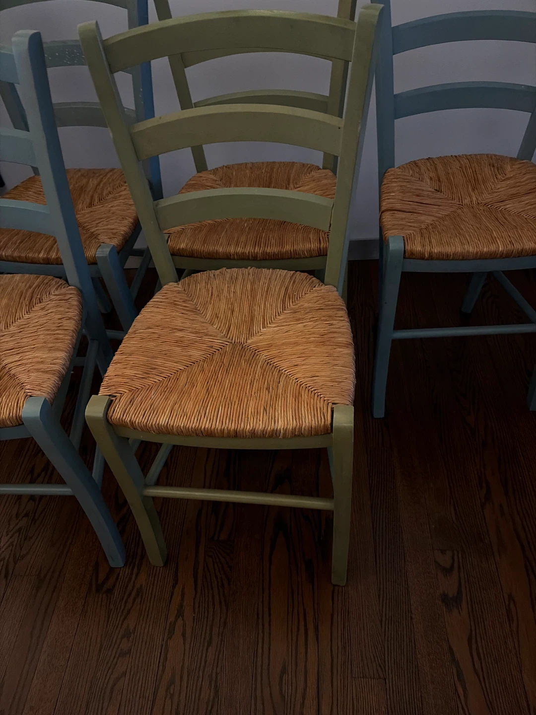 Set of 9 Wooden Chairs w/ Woven Seats - photo 2