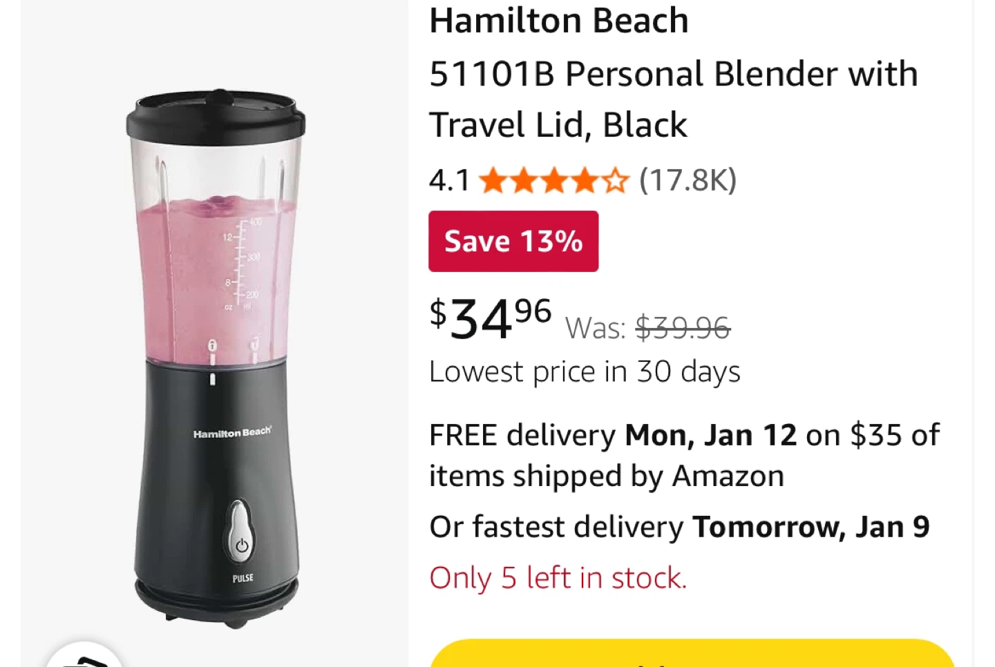 Hamilton Beach Personal Blender