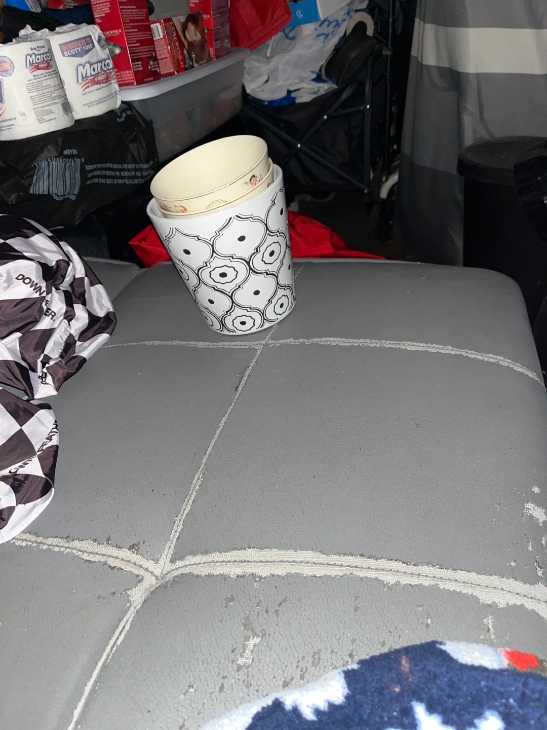 White & Black Patterned Ceramic Planter