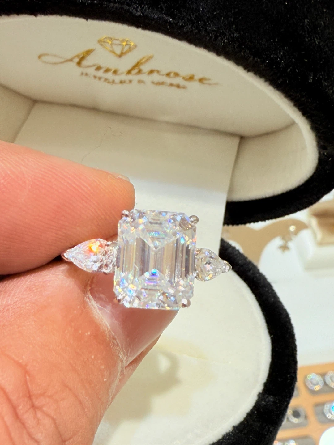 5 carats 925 silver emerald cut moissanite ring