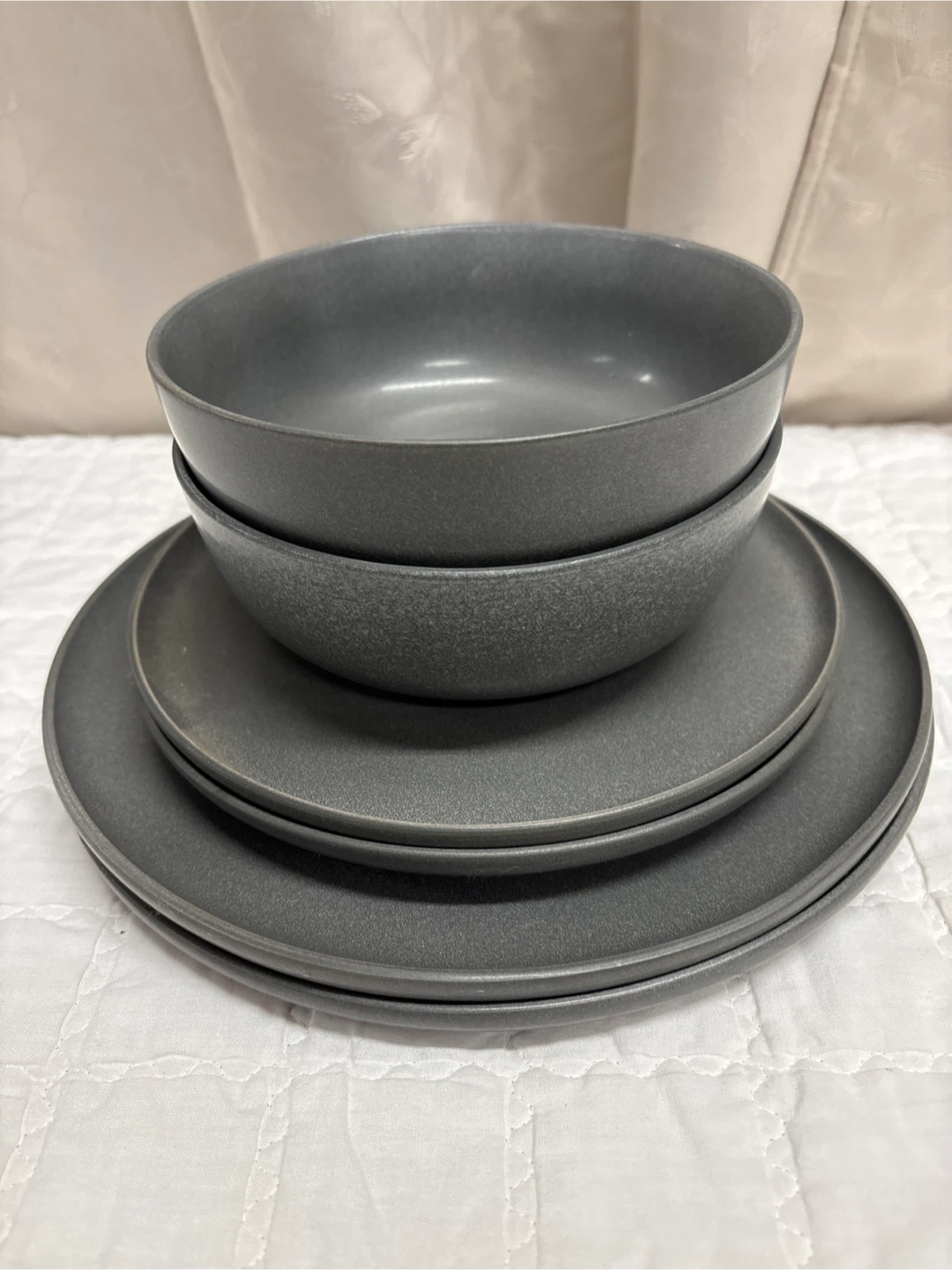 Crate & Barrel Dinnerware Set - Gray Plates & Bowls - photo 3