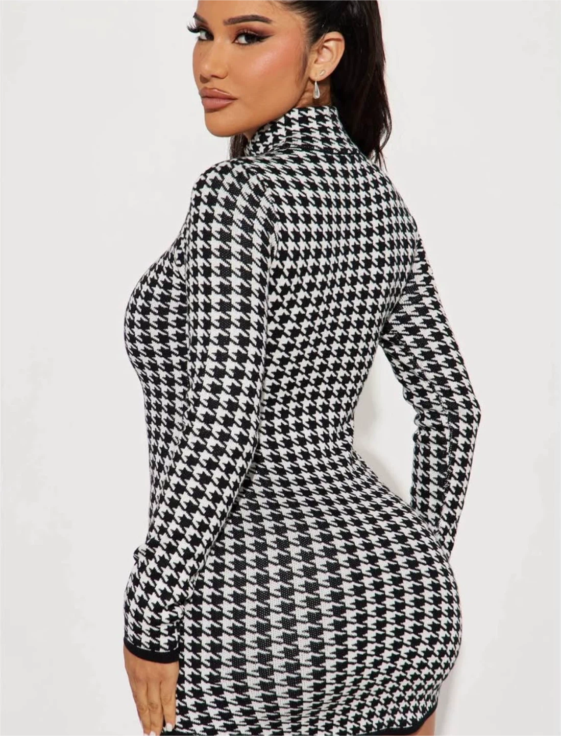 New Fashion Nova Houndstooth Long Sleeve Mini Dress - photo 3