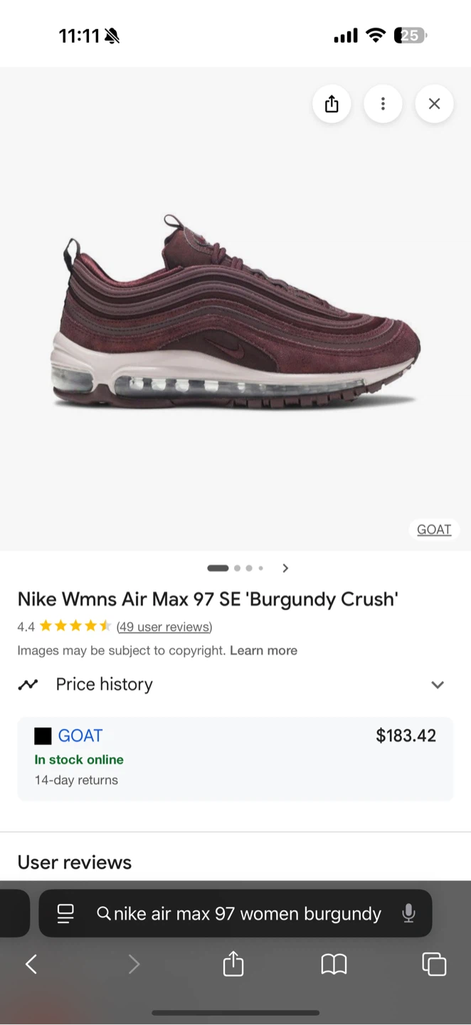 Nike Air Max 97 SE Burgundy Crush, US 7 Women's - photo 5